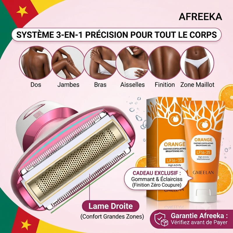 1 Safe-Glide™ - Tondeuse Intime Zéro Coupure + 1 Gel Exfoliant à l'Orange Gratuit